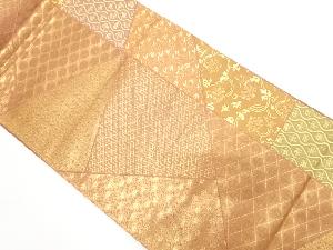 切り嵌め風古典柄に花唐草模様織出し袋帯